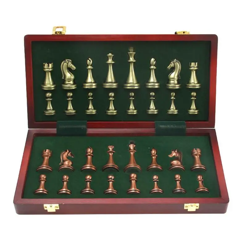 

International Chess Zinc Alloy Competitive Puzzle Game Foldable Board Set Outdoor Travel Accessories Intellectual Entertainment