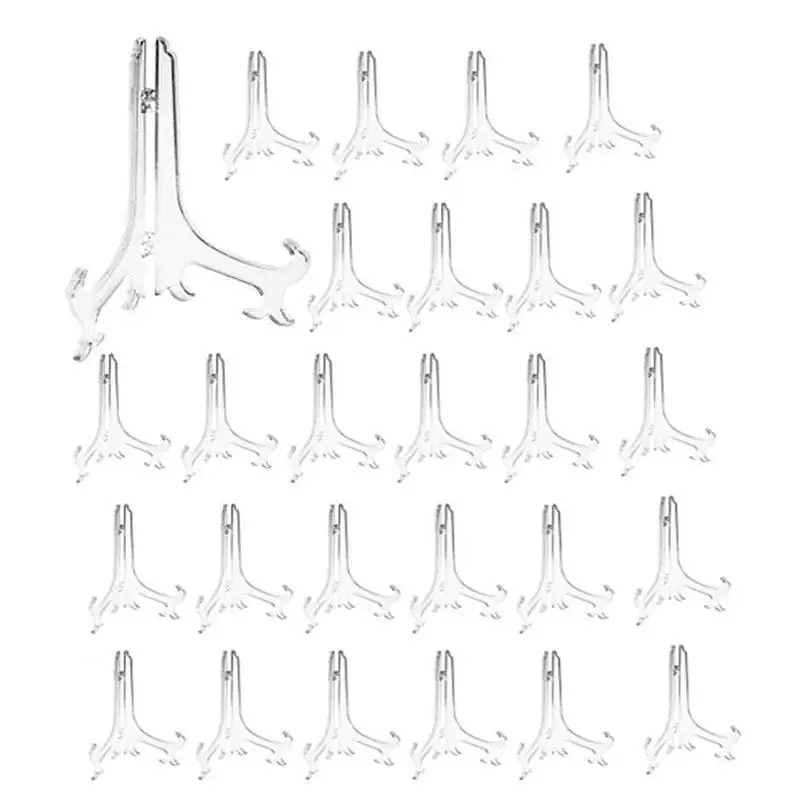 

3 inch Clear Plastic Stand Cookie Holder Display Stand Place Card Holder Display Easels at Weddings, Birthday Party(24 pack)