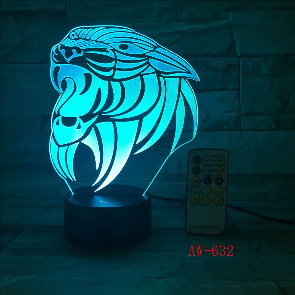 Cartoon Tiger 3D lamp LED stereo light Desk touch and Remote Switch Colored lights Atmosphere bedroom AW-632 | Лампы и освещение