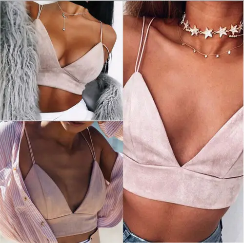 

Fashion Summer Women Casual Tank Tops V-neck Sleeveless Vest Pink Solid Crop Tops Shirt New