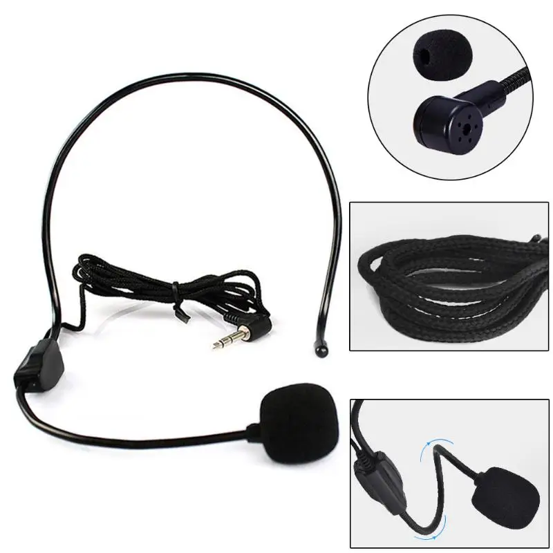 المهنية Headworn ميكروفون سماعة الرأس السلكية الأيدي الحرة Mic نظام 3.5mm مكبر الصوت للمتكلم المعلم مرشد سياحي المهنية Headworn ميكروفون سماعة الرأس السلكية الأيدي الحرة Mic نظام 3.5mm مكبر الصوت للمتكلم المعلم مرشد سياحي