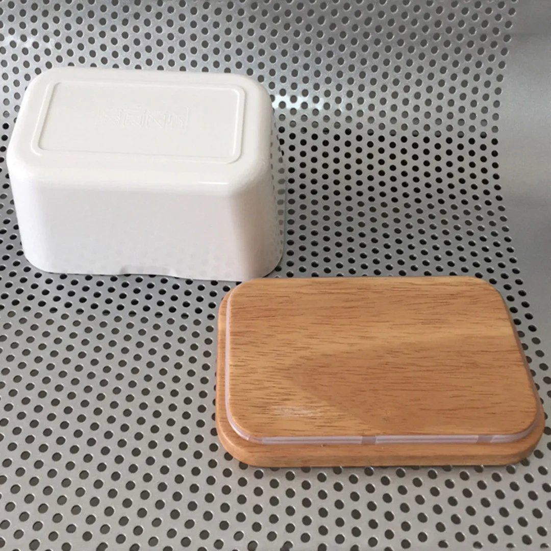 250/500ml Butter Box Dish With Lid Holder Storage Container Wood Melamine Serving Box Hotel Kitchen Tools Dinnerware Tableware