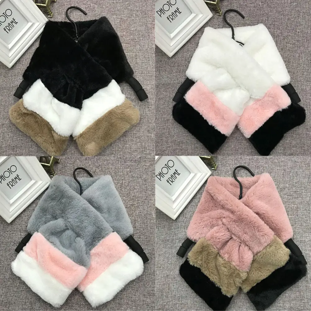 

2018 Scarves Faux Rabbit Hair Plush Warm Winter Thick Soft Ladies Girls Scarf Striped Fashion Autumn Winter Fashion