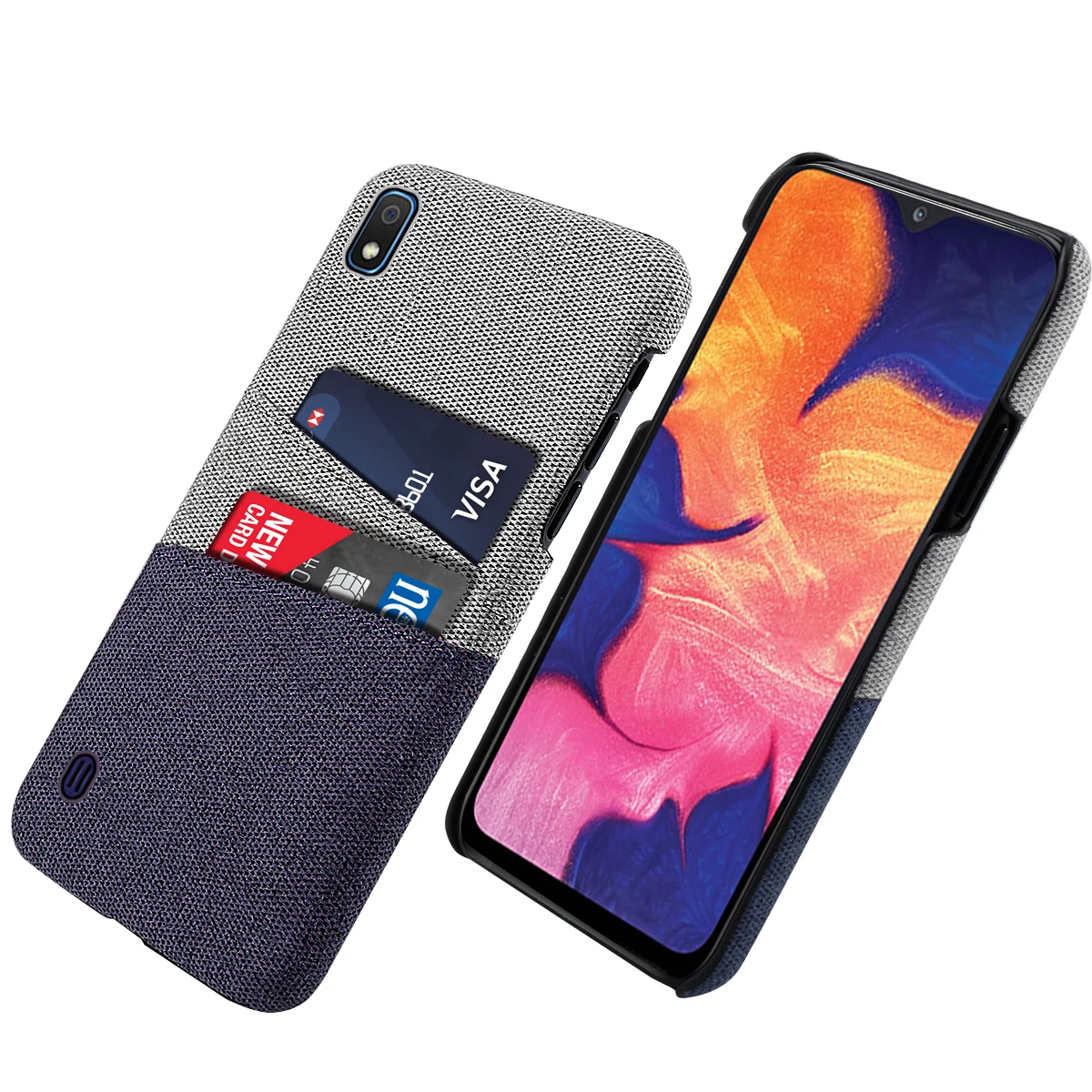 

Shockproof Fundas for Samsung Galaxy A10 A20 A30 A40 A50 Case Ultra Slim Hard PC Protective Fabric Cloth Cover with 2 Card Slots