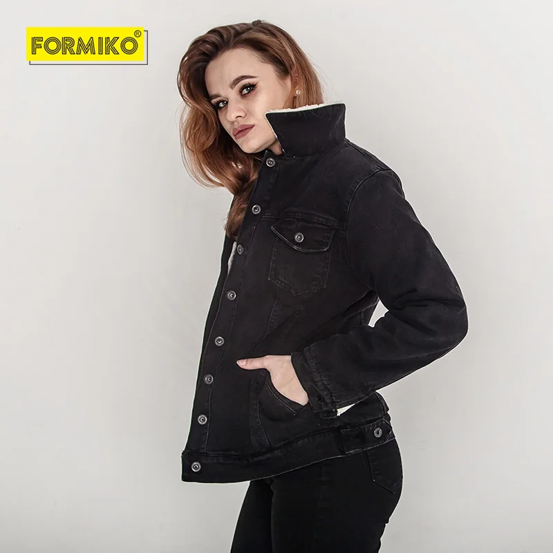 Hiver Taille La Automne Outwear Femmes dark Longues light Formiko 4xl Nouvelle Jean Blue Noir Blue En Chaud Manteau Plus Manches Laine D'agneau Veste Printemps dx8xTaqSw0