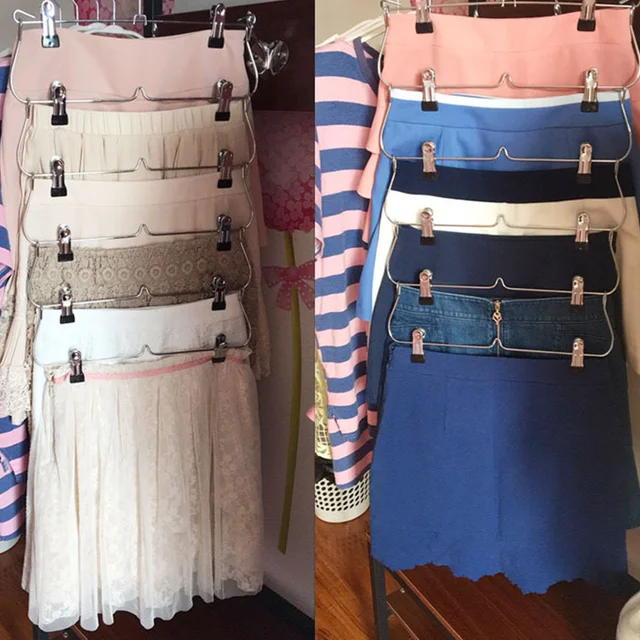 6 Layer Skirt E Saving Tie Rack Closet Organizer With Clips 6 Layer Skirt E Saving Tie Rack Closet Organizer With Clips Foldable Hanger