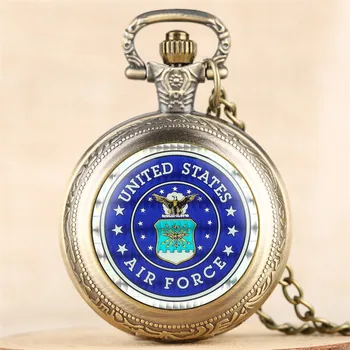 

Classic Retro USAF US Department Design Quartz Pocket Watch Exquisite Souvenir Pendant Clock Gifts for Men Women wiith Chain