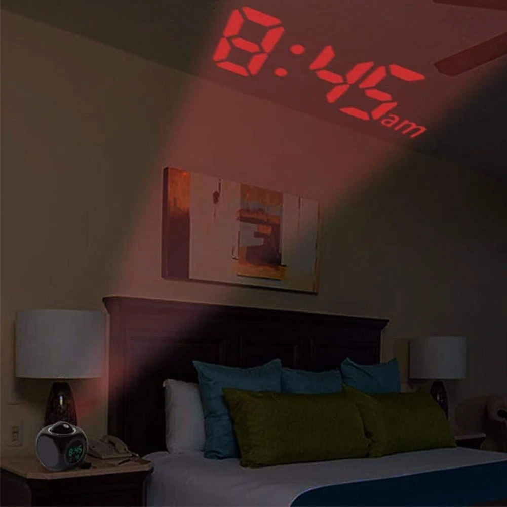 

Digital Projection Alarm Clock Voice Report Projector Clock Weather Station Thermometer Wake Up LED Clock Night Light Projector