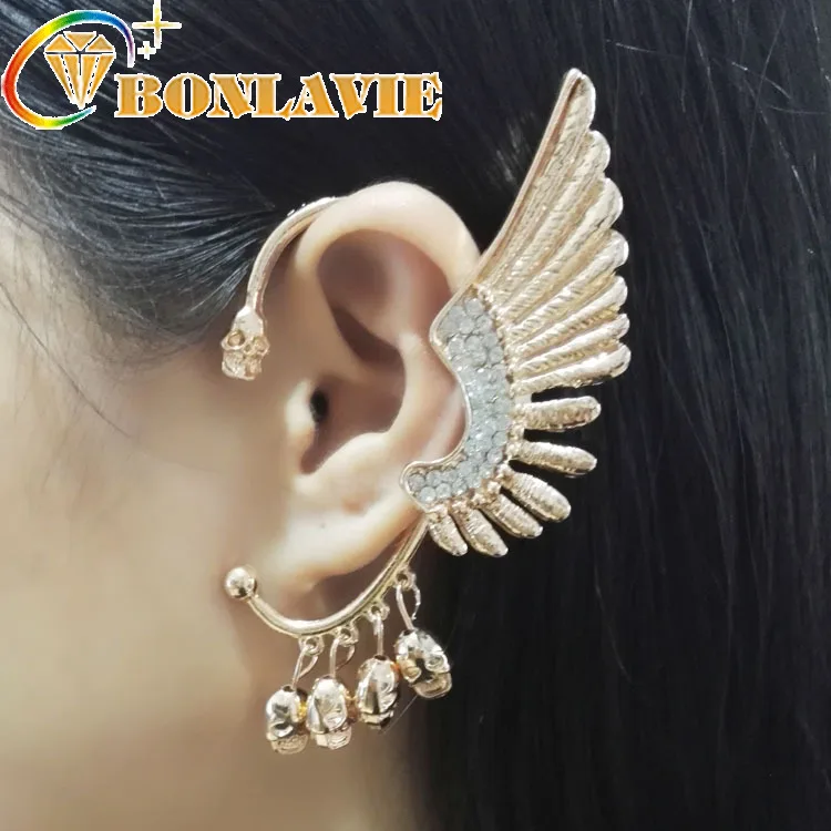 

Ear-hook Exaggeration PUNK Wind Big Korean Style Geometric Earrings Hippie Women Accessories Crystal Christmas Gift Angel Wings