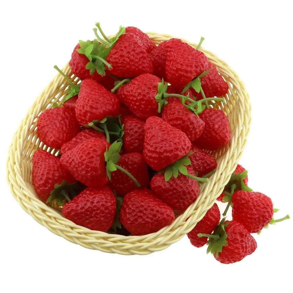 

Gresorth 30 PCS Artificial Red Strawberry Fake Plastic Strawberries Fruits Christmas Decoration