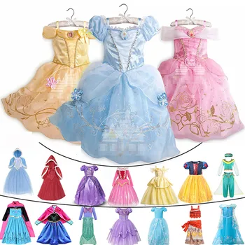 

Children Comic Con Elsa Cosplay Princess Rapunzel Dress up Girls Halloween Jasmine Cinderella Costume Kids Moana Belle Clothing