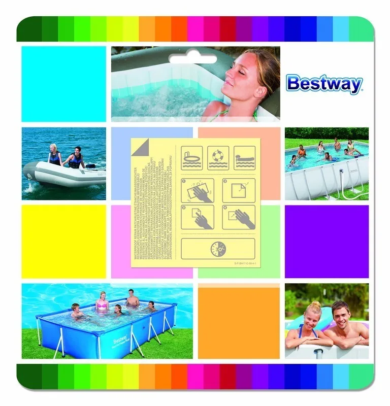 62091 Bestway 2,5*2," Подводный клейкий ремонтный патч для надувного бассейна, лодки, коврика, дивана, кровати 6,5x6,5 см Пластиковый приклеивающийся пластырь