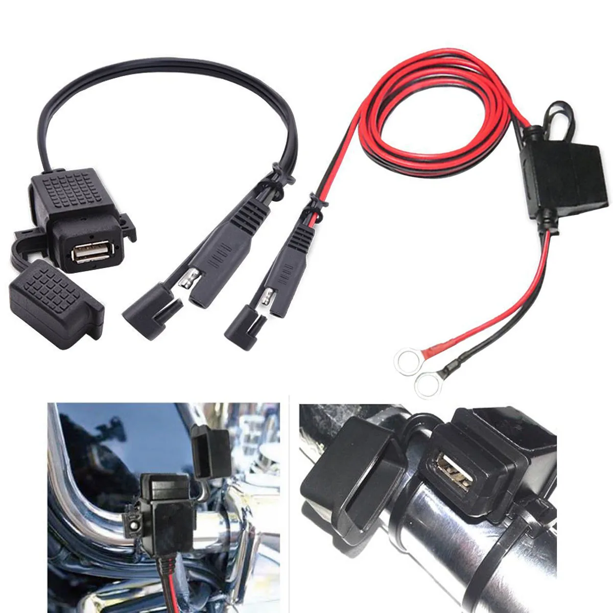 Мотоцикл 5V 2.1A водонепроницаемый USB зарядное устройство комплект SAE к адаптер +