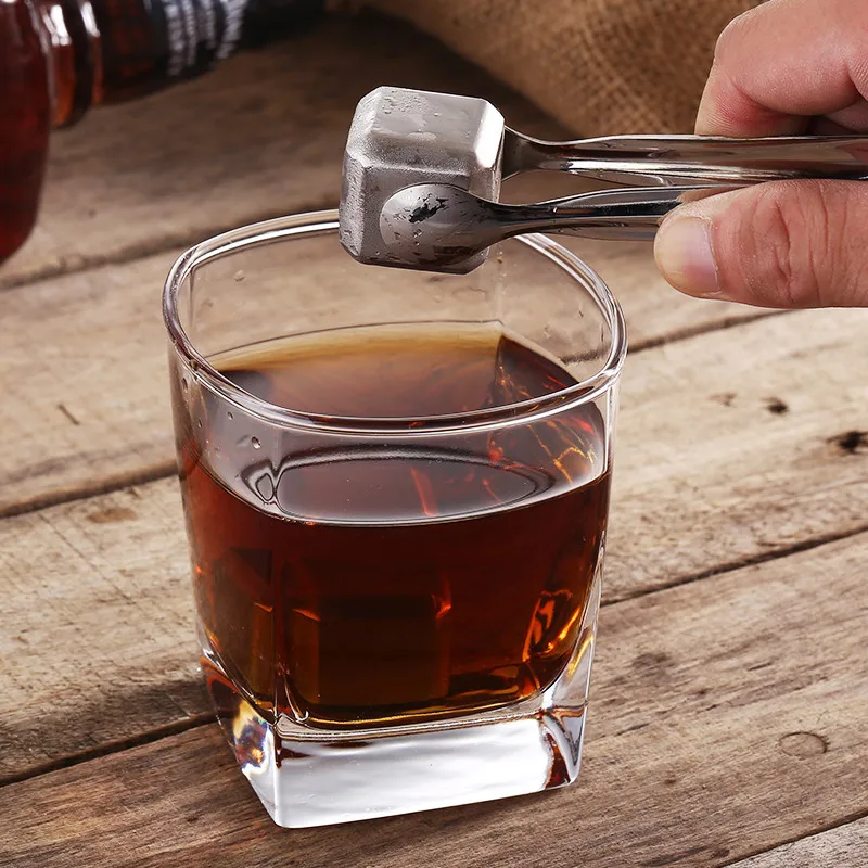 

4/6/8pcs Stainless Steel Ice Cubes, Reusable Chilling Stones for Whiskey Wine, Keep Your Drink Cold Longer, SGS Test Pass