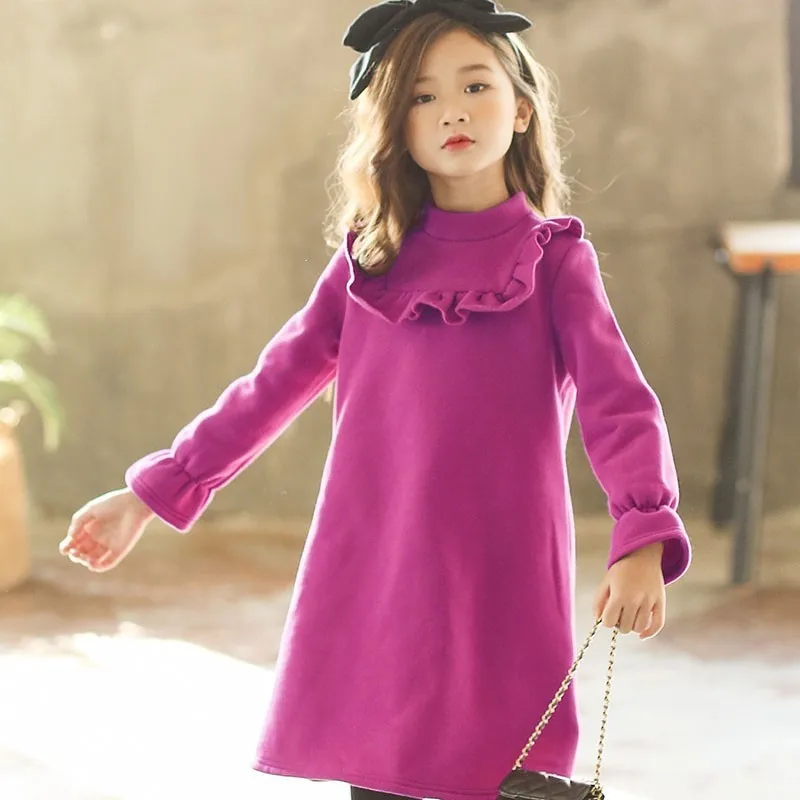 

Warm Fleece Teenage Girl Hoodies Winter Autumn Sweatshirt Dress Little Children Sweatshirts Kids Velvet Tops Long Sleeve Clothes