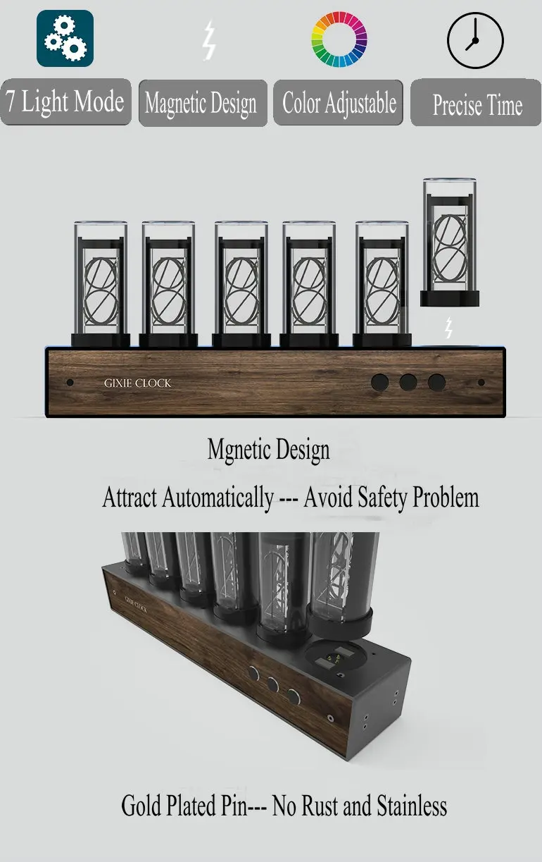 Супер Распродажа! 6 битные светодиодные светящиеся цифровые часы RGB Nixie Tube набор
