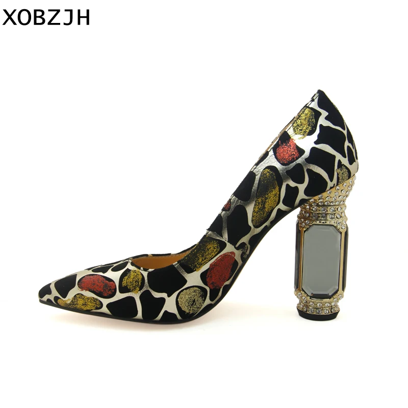 Italian Brand Luxury Shoes Woman 2019 Rhinestone designer Ladies Pumps Genuine Leather Women High Heels Party&Wedding Shoes