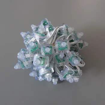 

18AWG wire 50pcs/string square 12V WS2811 led module string rgb pixel light lamp;all White/Green/Black/RGB wire;Waterproof IP68