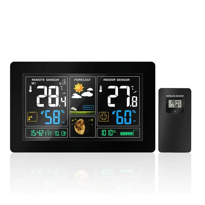 

Color Big Screen Weather Forecast Clock Wireless Radio Multifunction Electronic Alarm Temperature Humidity Calendar