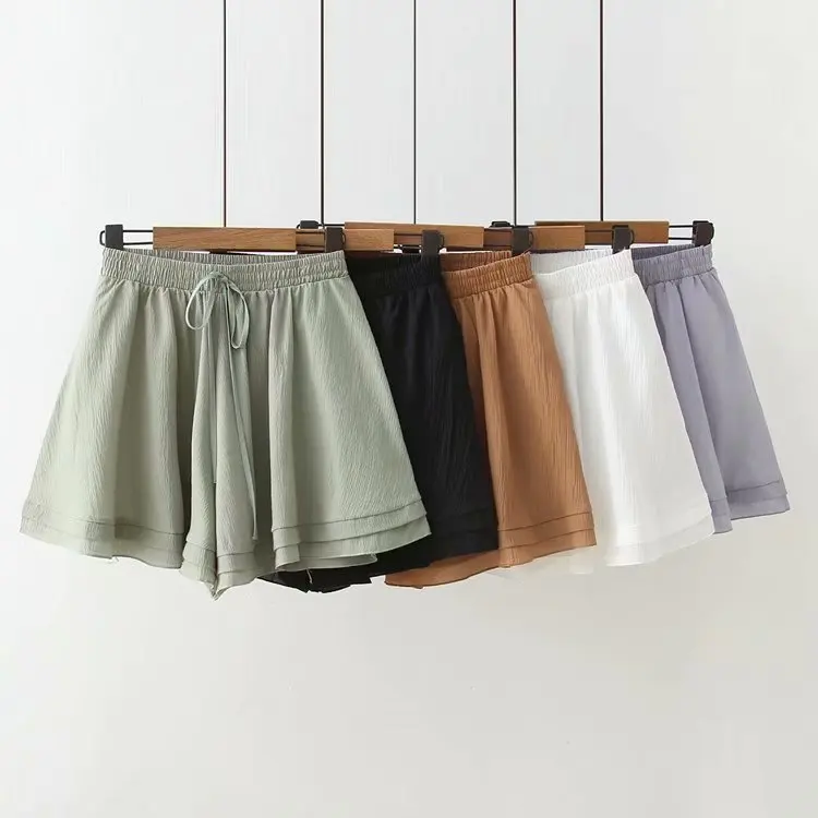 

Chiffon Wide Leg Shorts Women Fashion Classic High Waist Mini Short Female Casual Shorts