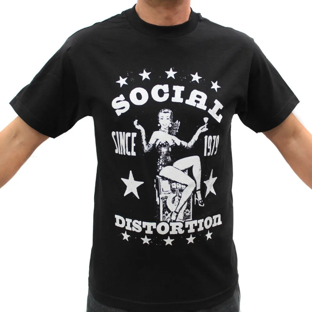 Повседневная футболка мужской узор Social Distortion (с 1979) Рок Группа Футболки с