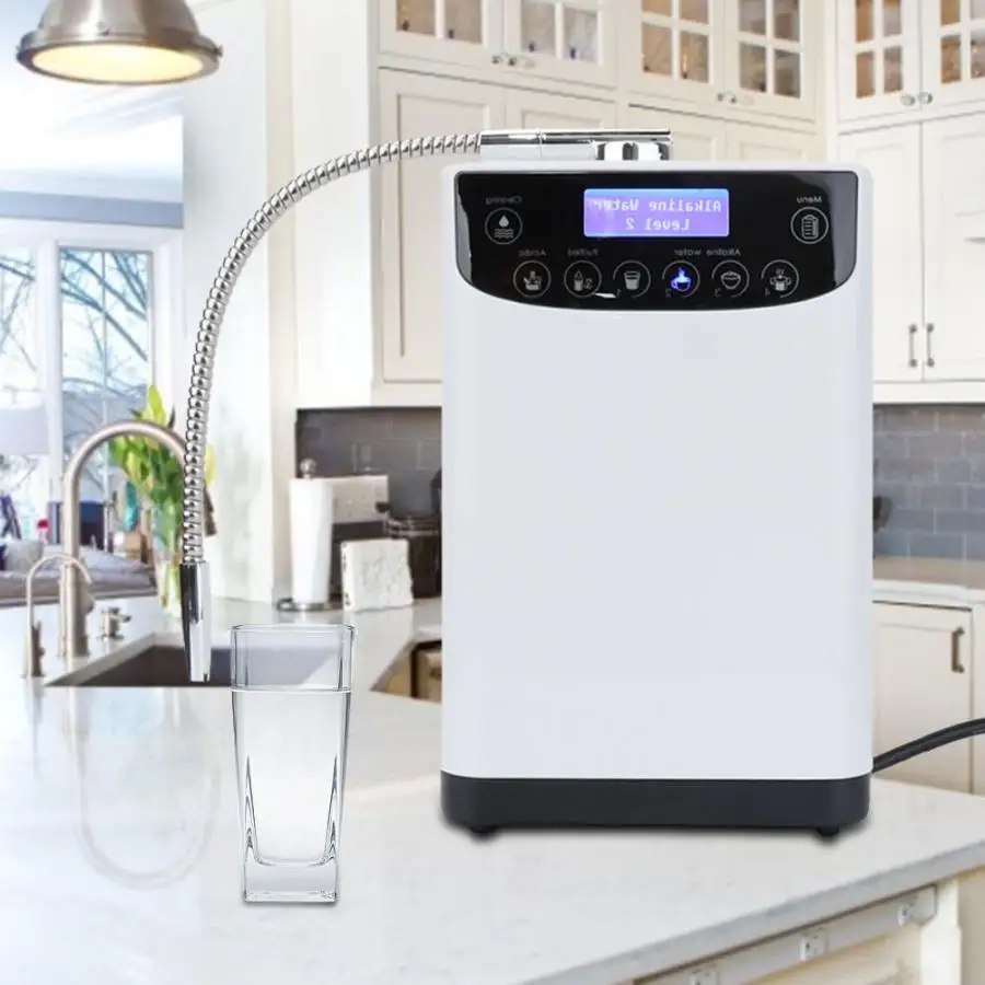 

Household 9000L Water Ionizer Machine Produces pH 2.8-11 Alkaline Acid Up to -800mV ORP Auto-Cleaning LCD Touch Water Filter