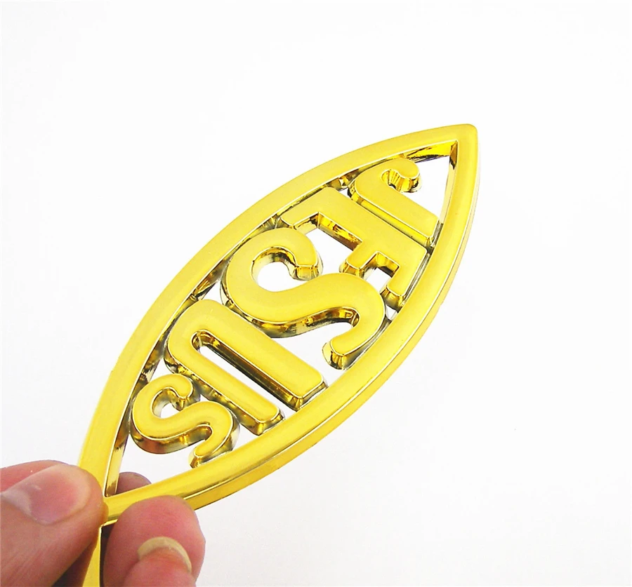 3D Серебряные/красные/Золотые/синие символы Иисуса рыбы христианские