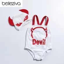 Belleziva для маленьких девочек летние купальники прекрасный "маленький демон" печати Одна деталь купальный костюм милый женский пляжный костюм ванный комплект
