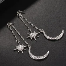 1 Pair Shiny Crystal Dangle Earrings Ladies Star Moon Earrings Charming Earrings Women Gold Silver Jewelry Long Drop Earrings 1 Pair Shiny Crystal Dangle Earrings Ladies Star Moon Earrings Charming Earrings Women Gold Silver Jewelry Long Drop Earrings