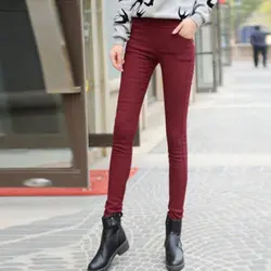 Модные женские зимние теплые штаны леггинсы с флисовой подкладкой узкие толстые брюки-карандаш
