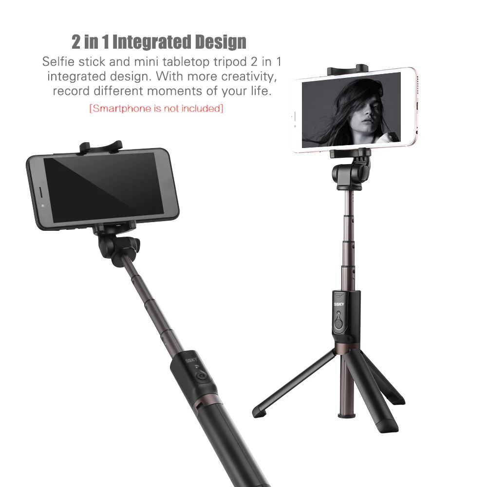 

Handheld Mini Selfie Stick Tripod with BT Remote Controller 360 Degree Phone Clip for iPhone HUAWEI 56-90mm Width Smartphones