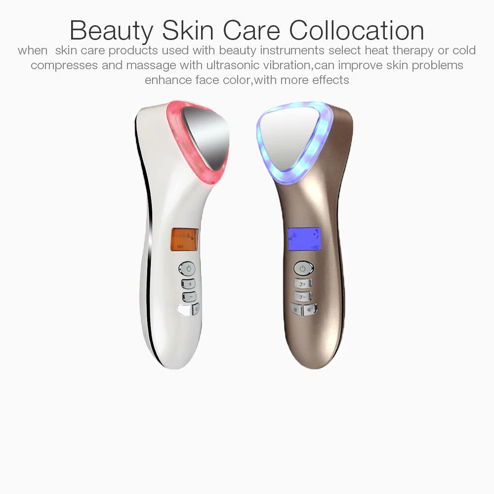 LED Red Blue Light Ion Face Beauty Device Hot And Cold Treatment USB Galvanica Spa Facial Care Mass - 4000538596950