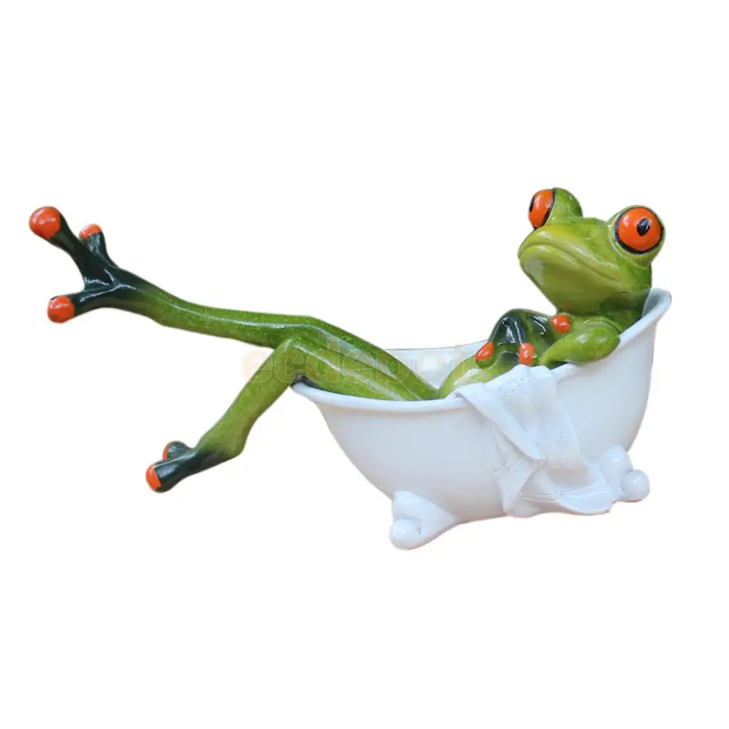 MagiDeal Funny Resin 3D Frog Bathtub Novelty Gifts Figurine Office Desk