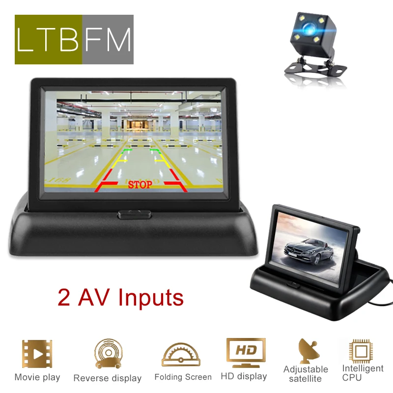 

LTBFM 4.3 Inch Display for Car Rear View Camera TFT LCD Car Monitor Foldable Monitor Display Reverse Camera Parking System