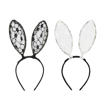 

2PCS Sexy Fashion Cute Durable Exquisite Hair Accessories Lace Headwear Rabbit Ear Headband for Girl Lady Women Paety Birthday