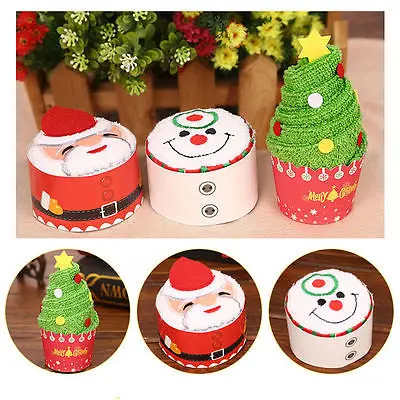 

2017 New Arrived Christmas Creative Cake Towel Gift Washcloth Dishcloth Xmas Cute Towel Presents
