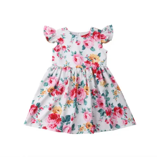 

Pudcoco Summer New Flower Printed Baby Girls Kids Princess Casual Party Princess Outfit Dresses