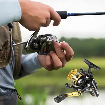 

5+1BB Black Gold Spinning Fishing Reel Metal Coil 8kg Max Drag G-Ratio 7.1:1 Spinning Fishing Reel Wheels