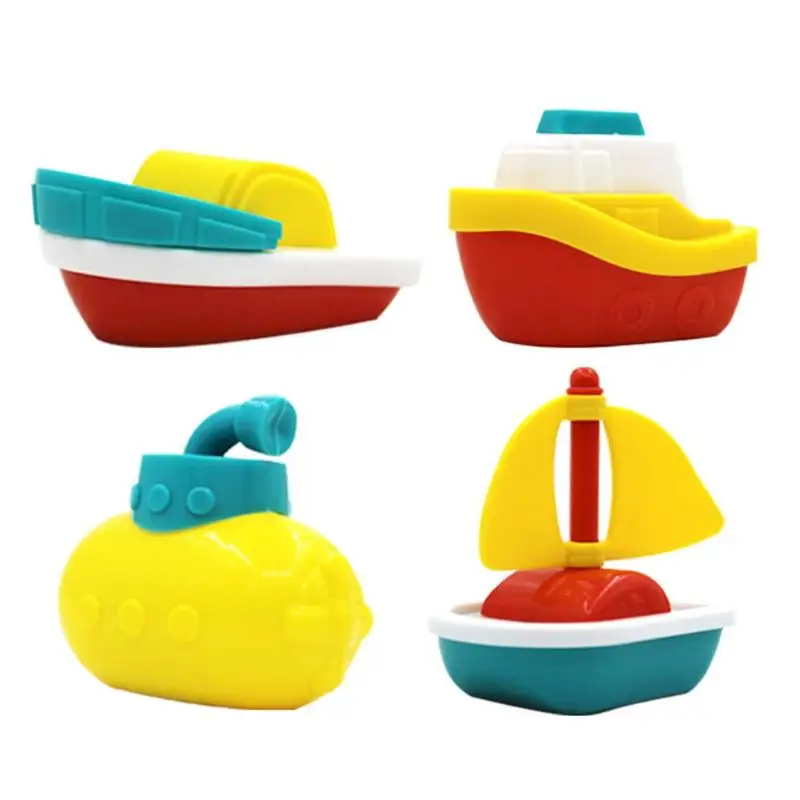 4pcs cute baby bath toy mini boat float water swimming