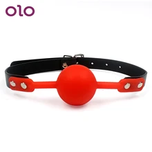 OLO Oral Fixation Mouth Gag SM PU Leather Band Silicone Ball Sex Toys for Couples Restraints SM Bondage Adult Games Slave
