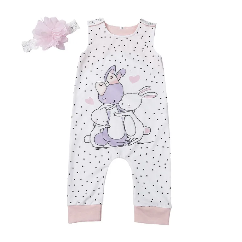 Toddler Baby Girls Softy Easter Bunny Romper+Headband Jumpsuit Outfits