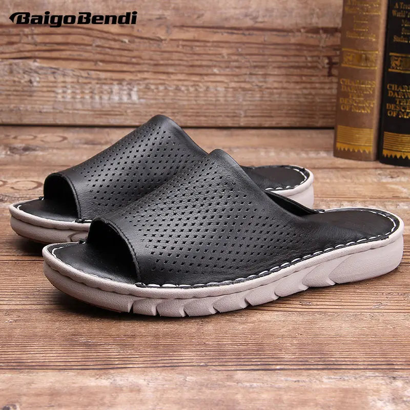 

US 6-10 Nonslip Rubber Outsole Men Slippers Summer Outside Fashion Slides Man Casual Beach Holiday Shoes
