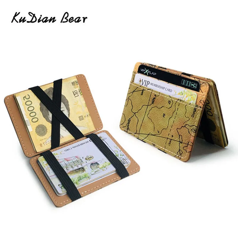

KUDIAN BEAR Slim Men Magic Wallet Brand Designer Bifold Clamp For Money Men Wallet Changes Carteras Hombre BID256 PM49
