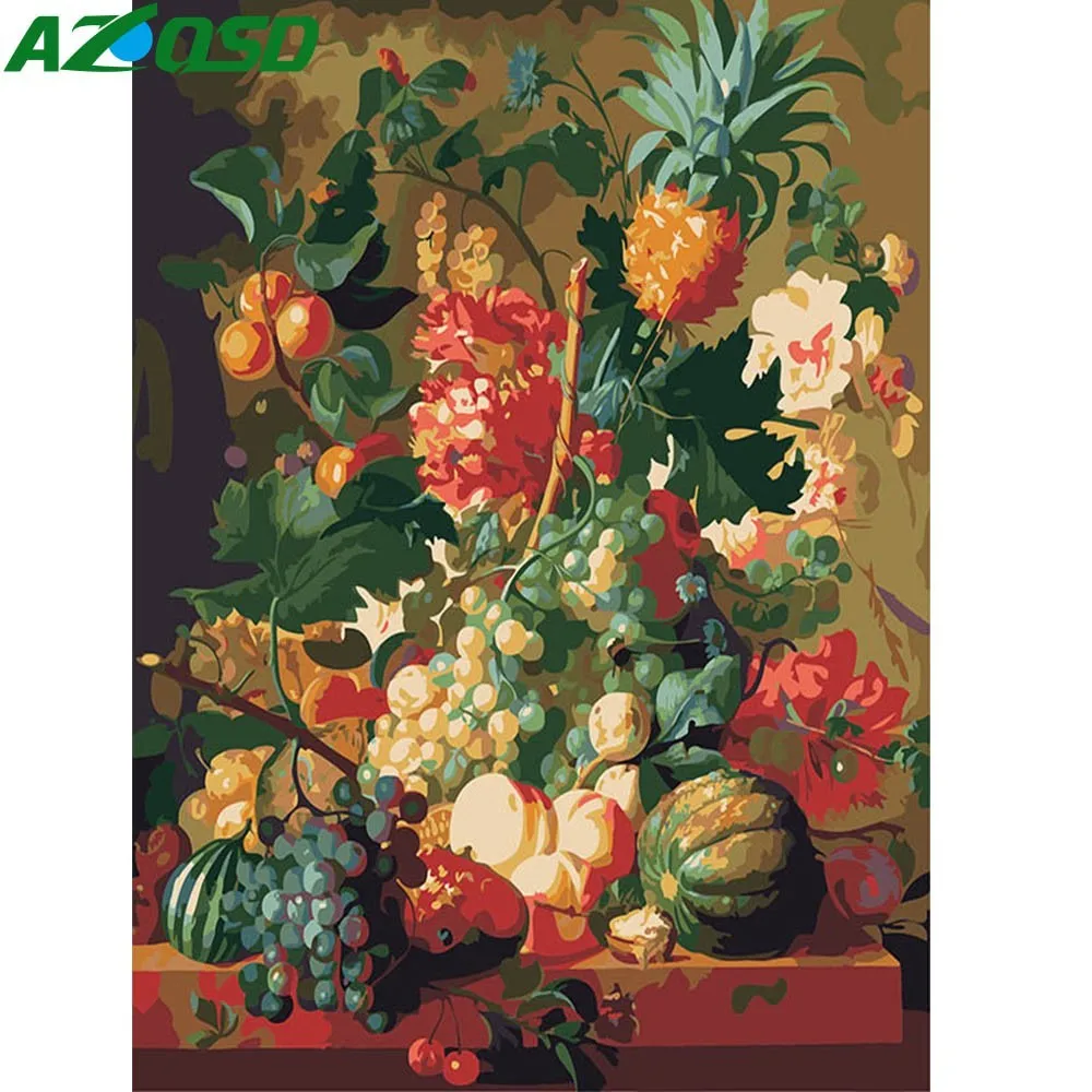 

AZQSD Still Life Painting By Numbers Paint Fruits DIY Canvas Picture Hand Painted Oil Painting Home Decoration K444