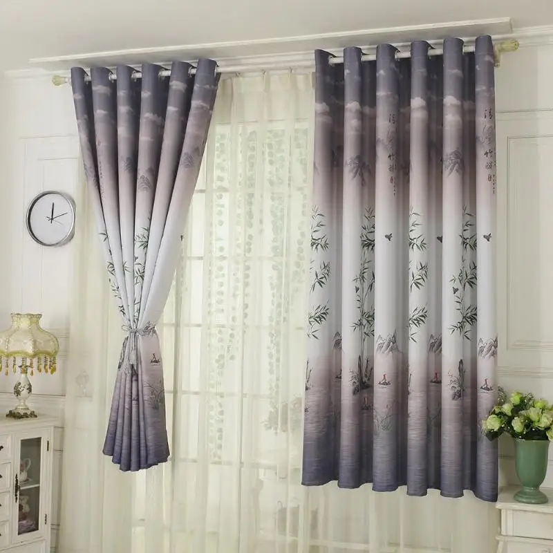 Pastoral Printed Blackout Curtains Window Blinds Drapes Living