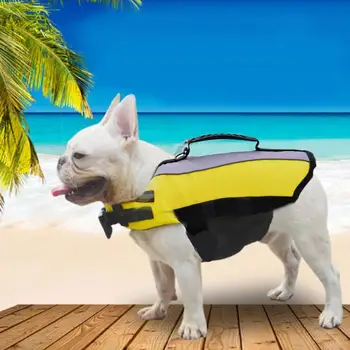 

Dog Life Jacket Saver Safety Swimsuit Preserver Pet Life Vest Jacket with Reflective Stripe Adjustable Belt Luminous Ribbon