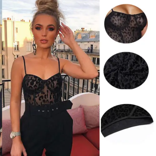 

New Women Sleeveless Scallop Lace V Neck Bodysuit Casual Strap Lace Top Jumpsuit