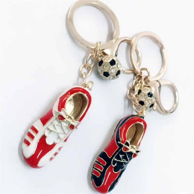 New Crystal Football Soccer Shoes Rhinestone Keychains For Car Purse