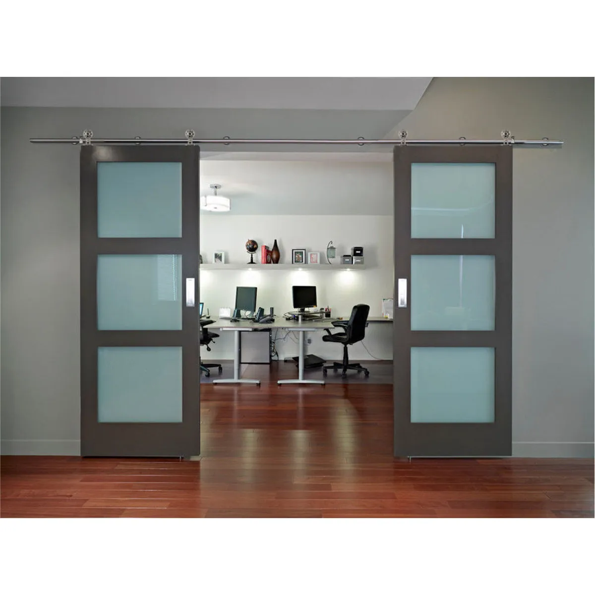 

10/12FT Stainless Steel Wood Door Sliding Top Mounted Sliding Barn Door Hardware Barn Track Kit Closet Wood Hardware Kit