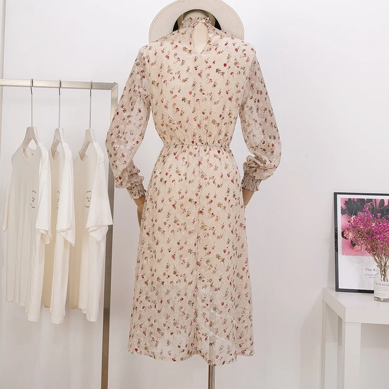 Винтажные женские платья с длинным рукавом корейский стиль 2019 дизайнерское